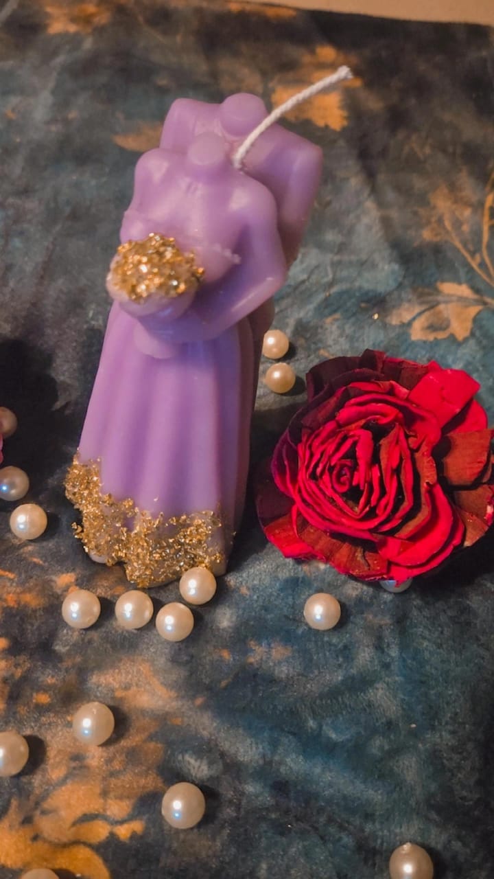 Bridal Groom Candle Purpur