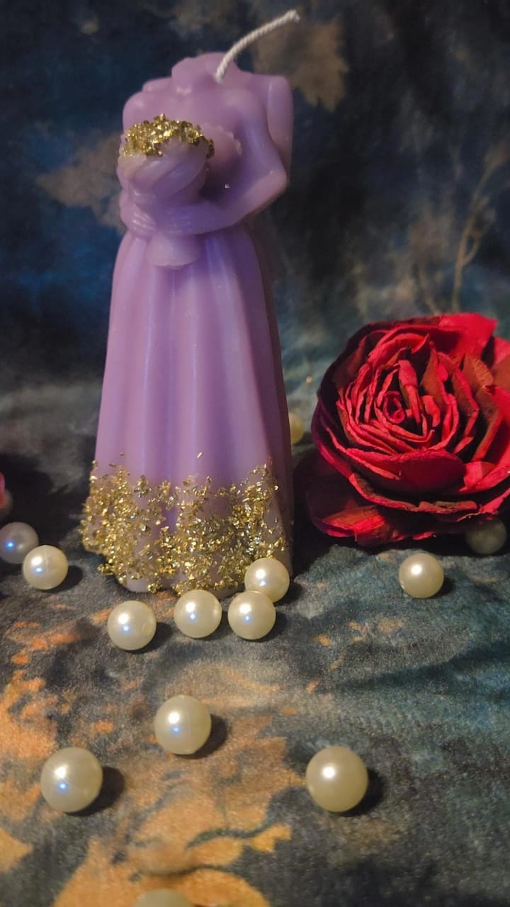 Bridal Groom Candle Purpur